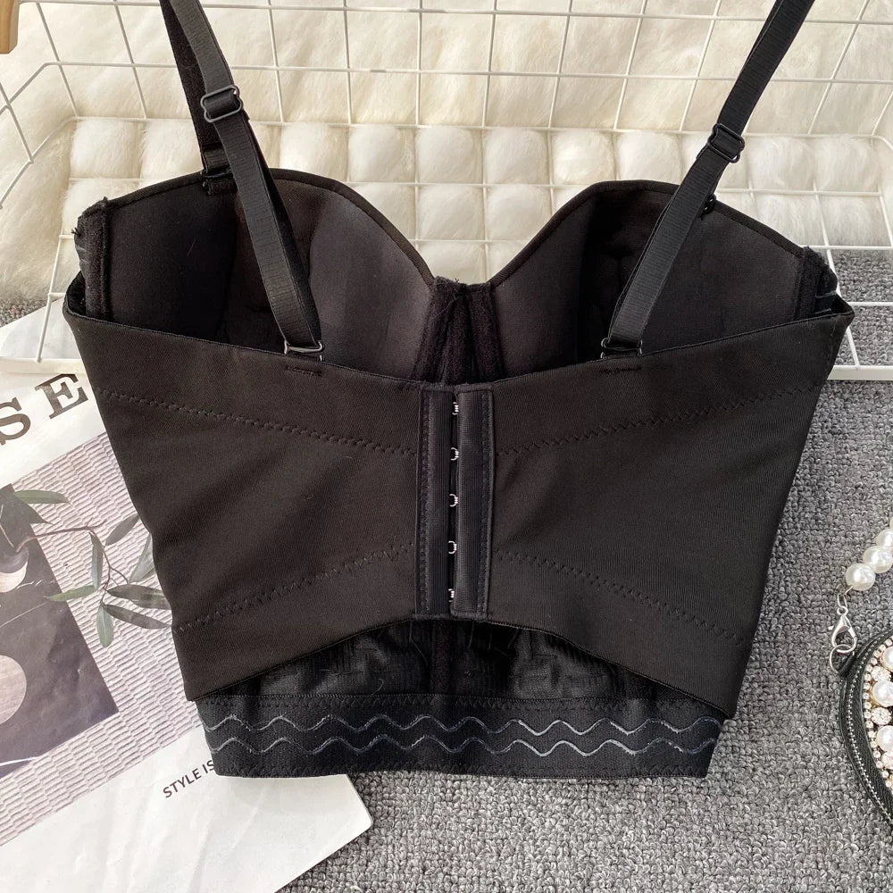 Damen-Bustier, geometrisches Design, Polyester, mit Perlendetails-5