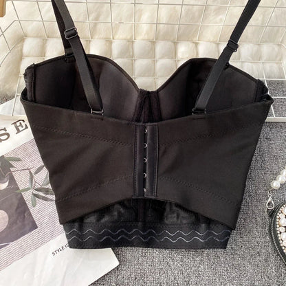 Damen-Bustier, geometrisches Design, Polyester, mit Perlendetails-5
