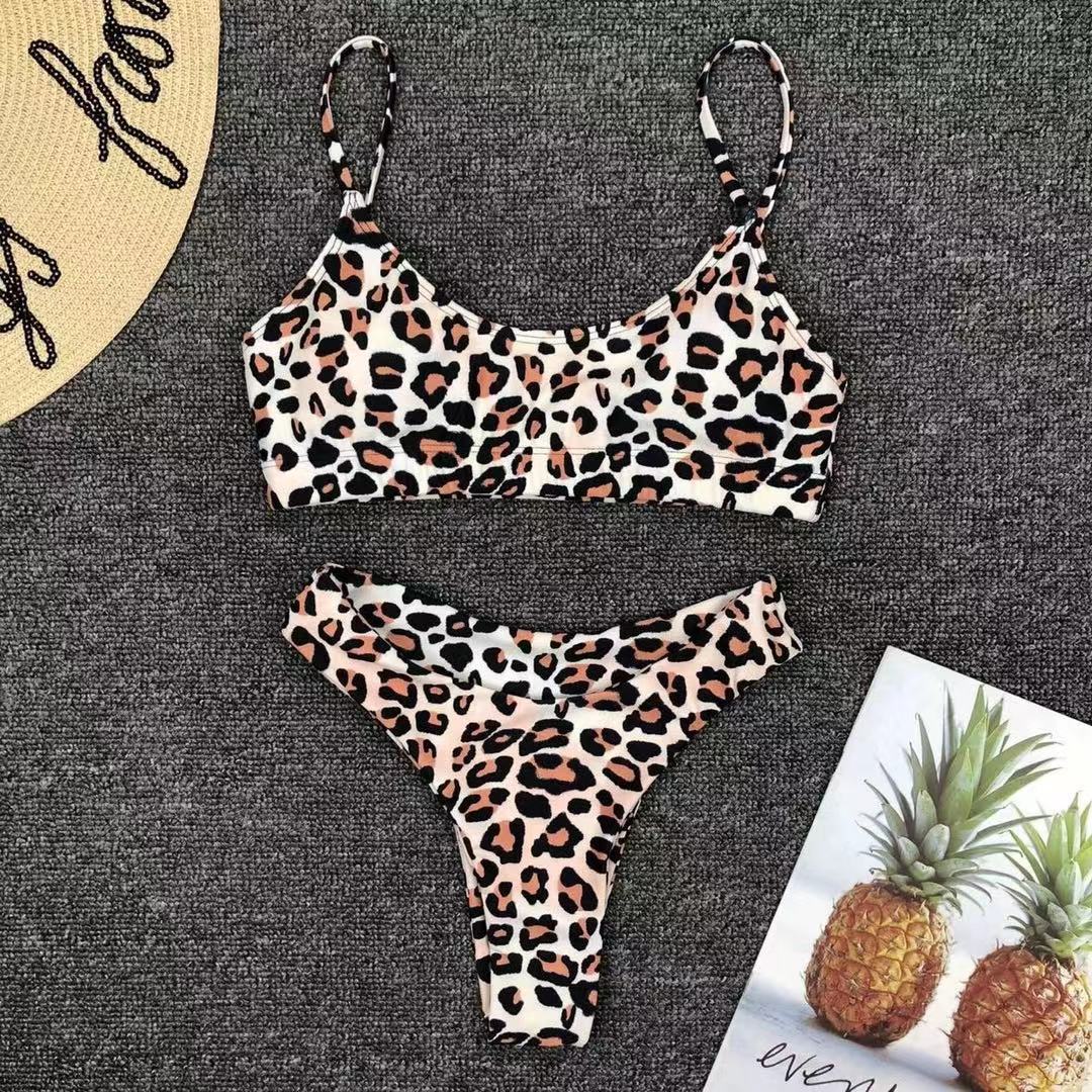 Damen Bikini-Set Rüschen Muster Nylon Elastan-5