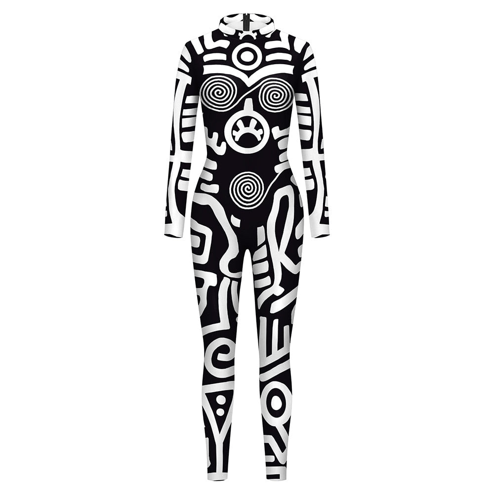 Variant image for Damen-Jumpsuit Geometrisches Muster Hochwertiges Polyester-2