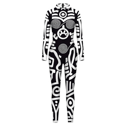 Variant image for Damen-Jumpsuit Geometrisches Muster Hochwertiges Polyester-2