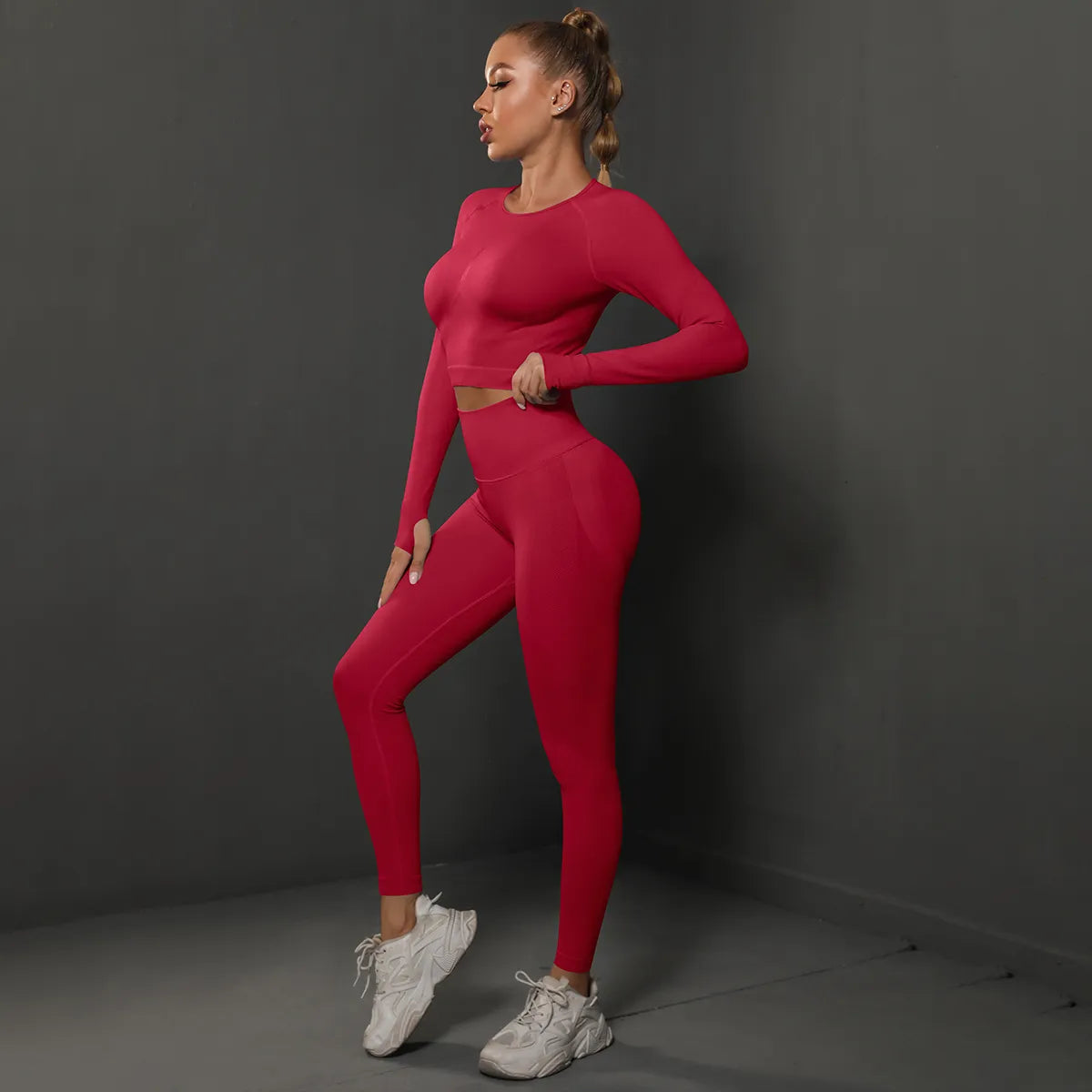 Variant image for Damen Sportliche Hose Hohe Taille Atmungsaktiver Spandex Nylon-32