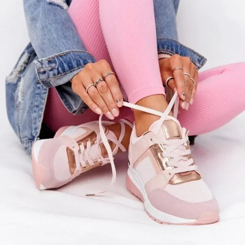 Damen-Plateau-Sneaker, leicht, Textil, Synthetik, Freizeitschuhe-3
