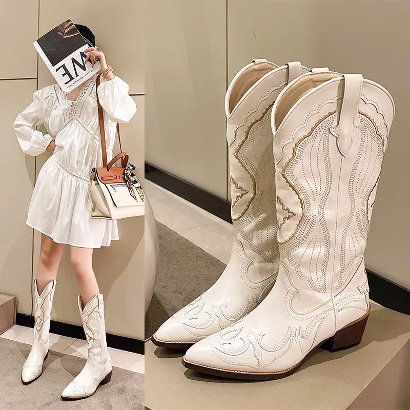 Damen-Stiefel, Kniehoch, aus Leder, mit gepolsterter Innensohle 2