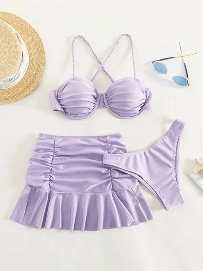 Badeanzug Damen Dreiteilig Shaping Polyester für Strand und Pool-4
