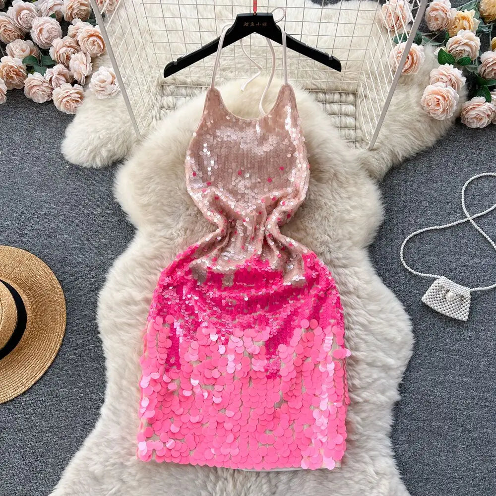 Damen-Minikleid, Neckholder, Polyester, über dem Knie-4