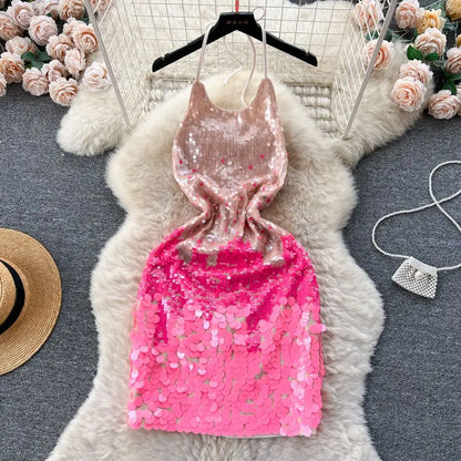 Damen-Minikleid, Neckholder, Polyester, über dem Knie-4
