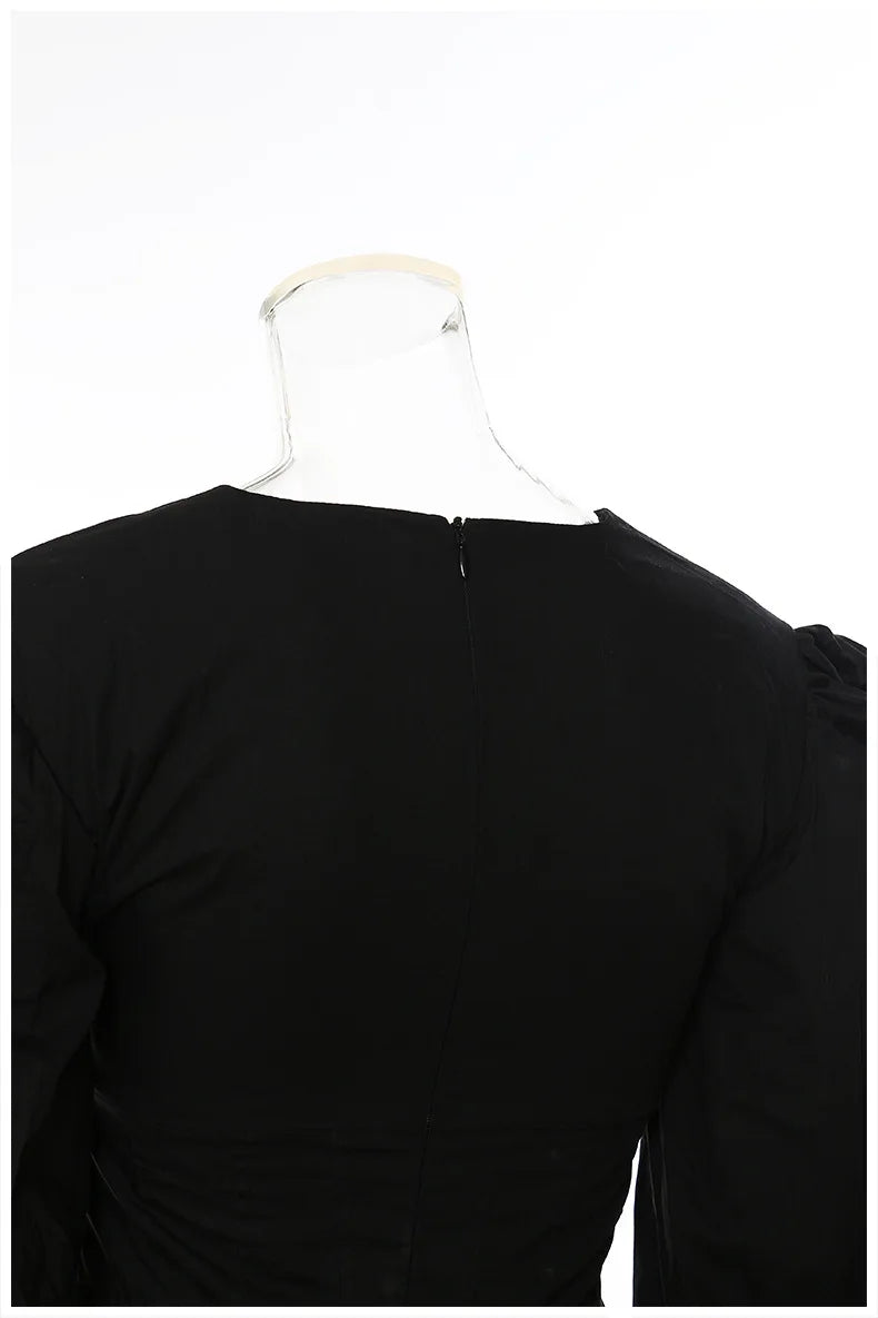 Damen-Minikleid, Puffärmel, Baumwolle, elegant-4