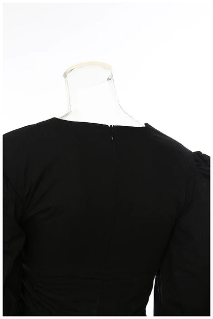 Damen-Minikleid, Puffärmel, Baumwolle, elegant-4
