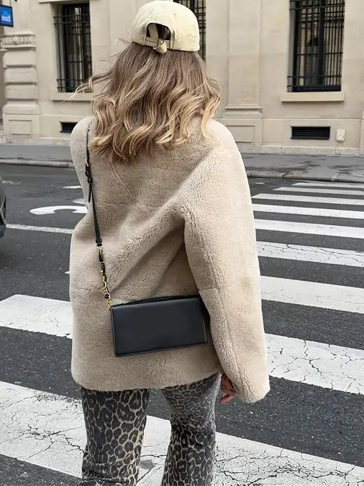 Damen-langer Mantel, weich, warmer Stoff, mit geräumigen Taschen-3