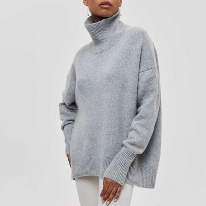 Oversized Damenpullover mit Rollkragen aus 100% Baumwolle-6
