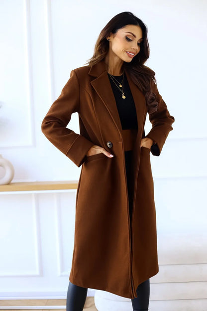 Variant image for Damen-langer Mantel, elegantes Polyester-1