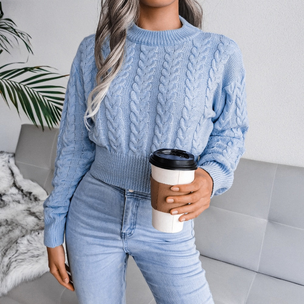 Damen-Strickpullover, mit Jaguar-Muster aus weichem Acryl für Winter-1