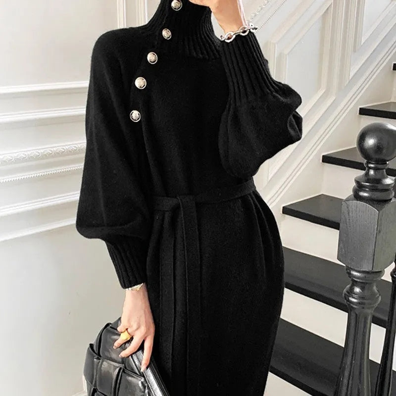 Variant image for Damen-Midikleid, Turtleneck, Spandex, Baumwolle-3