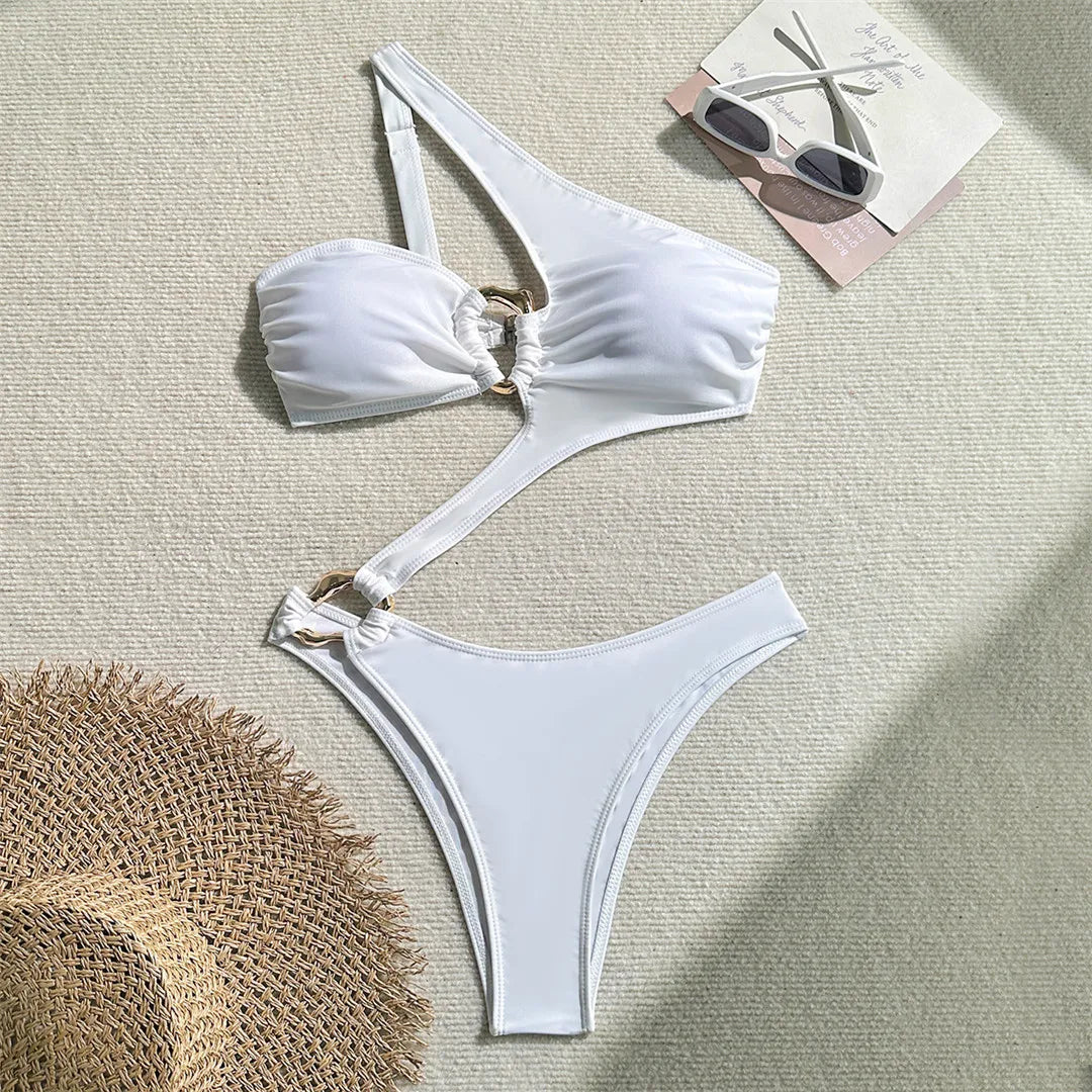 Variant image for Badeanzug Damen Monokini Verstellbare Träger Polyester für Strand und Pool-6