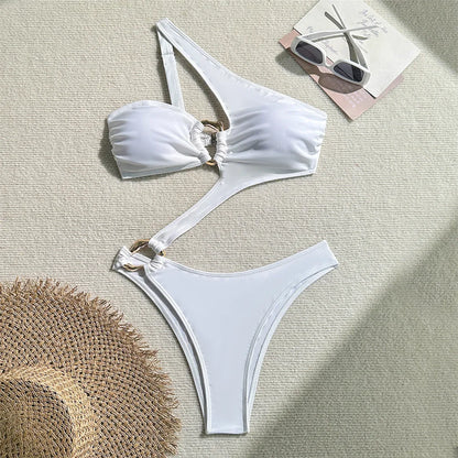 Variant image for Badeanzug Damen Monokini Verstellbare Träger Polyester für Strand und Pool-6