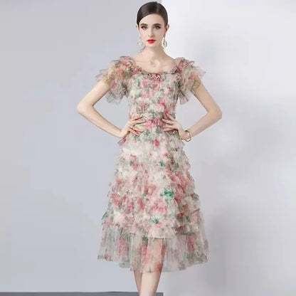 Variant image for Damen-Midikleid, A-Linie, eckiger Ausschnitt, Baumwollmischung-6