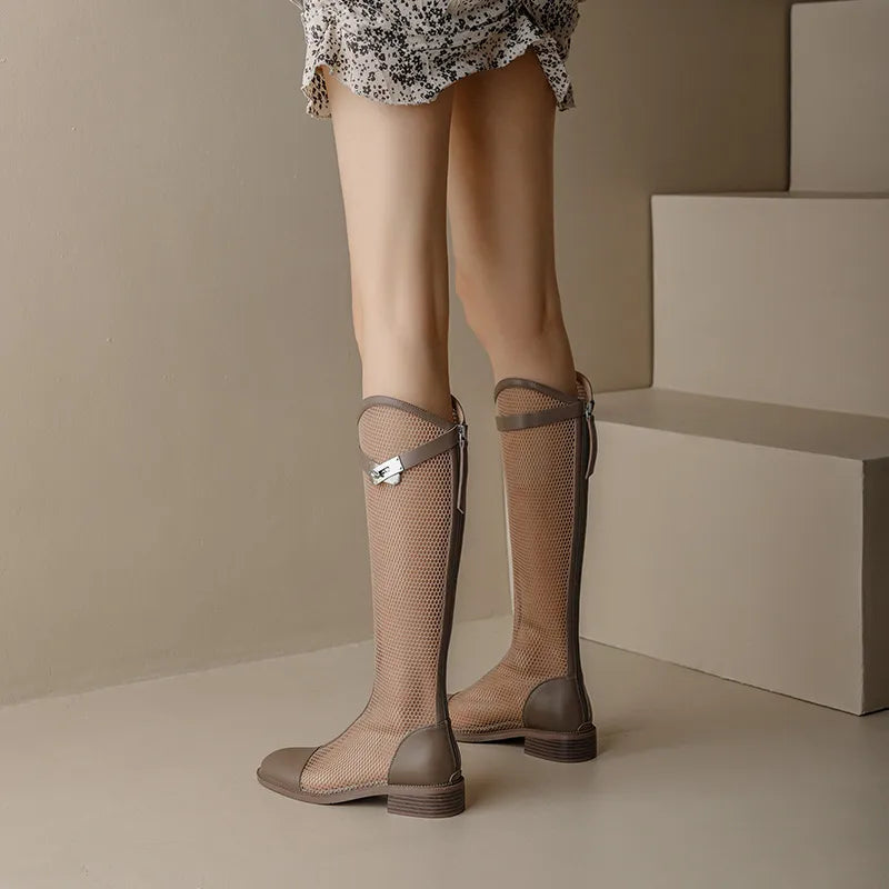 Damen-knielange-Stiefel, transparentes PU, Gummi-4