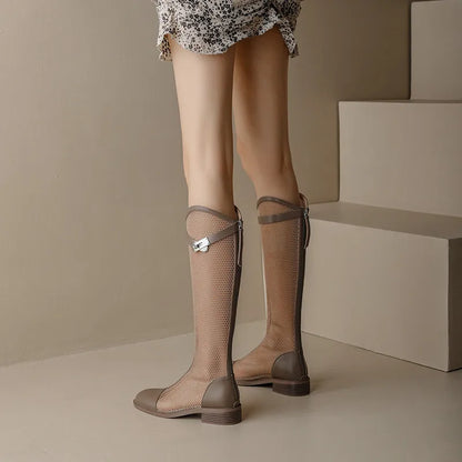 Damen-knielange-Stiefel, transparentes PU, Gummi-4