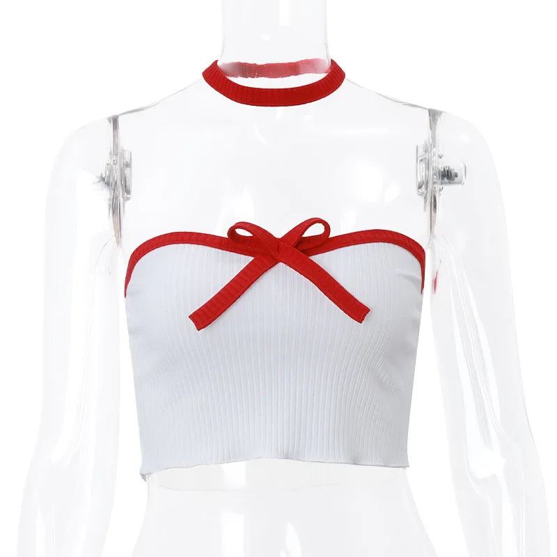 Damen Crop Top dekoratives Band Polyester Spandex 5