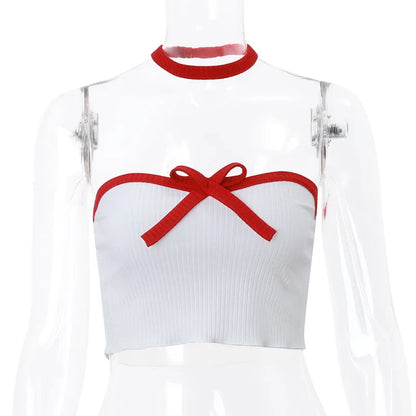 Damen Crop Top dekoratives Band Polyester Spandex 5