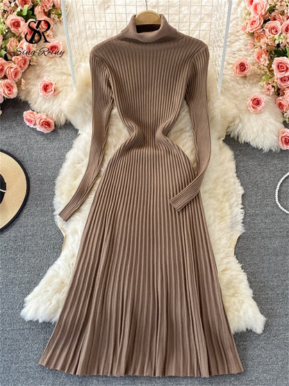 Maxikleid Damen A-Linie Weiches Polyester Knöchellang-3