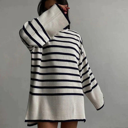 Damenpullover luftiges Design mit Kragen aus hochwertiger Baumwollmischung-2