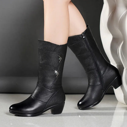 Damen-Stiefel, Spitz, Design, Leder, hochwertige Gummisohlen 5