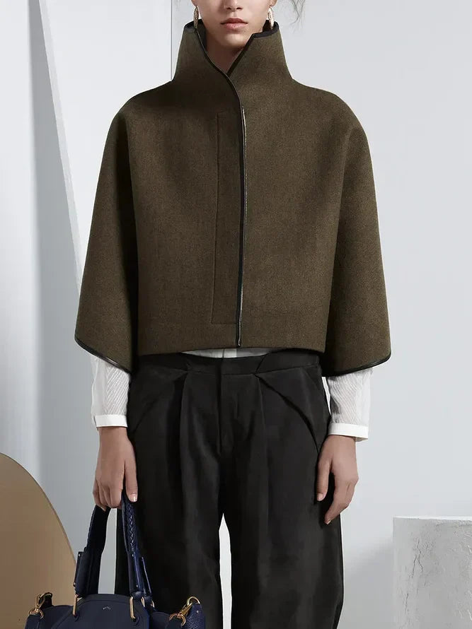 Langer Damenmantel aus Polyester mit hohem Kragen und lässiger Passform – perfekt für Herbst und Winter 5