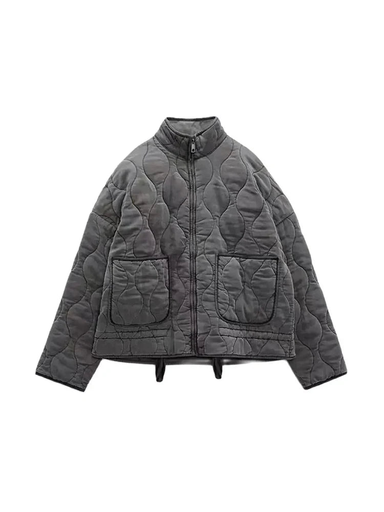 Übergroße Vintage-Steppjacke für Damen aus gestepptem Material für Herbst und Winter - lockerer Schnitt und schicker Stil 8