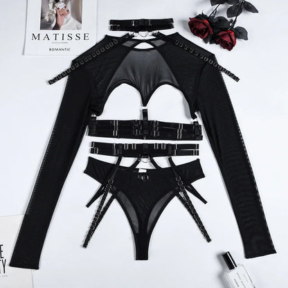 Variant image for Damen-Unterwäsche-Set mit Patchwork, Design aus Polyester und Elasthan-1