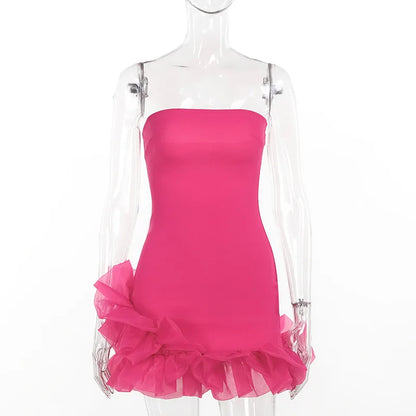 Damenkleid Schulterfrei mit Spitzendetails, Minikleid aus Baumwolle und Polyester-1