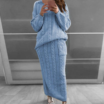 Damen-Loungewear-Set, Winter, Pullover und Rock, weiche Acrylmischung-5