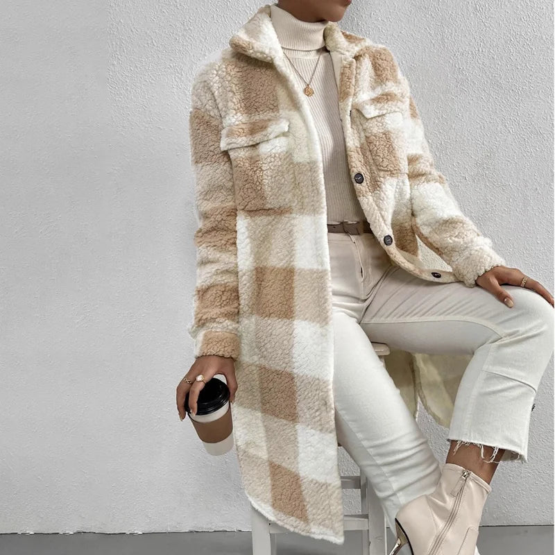 Damenjacke aus Polarfleece mit kariertem Muster für kalte Wintertage – bequeme und stilvolle Jacke für Damen 4