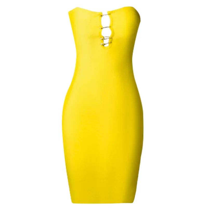 Damen-Minikleid, trägerlos, monochromes Nylon, Elasthan-5