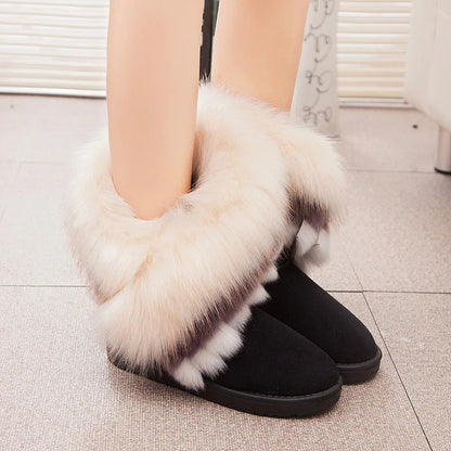 Gefütterte Damen-Winterstiefel, mit elegantem Design, aus synthetischem Pelz 3