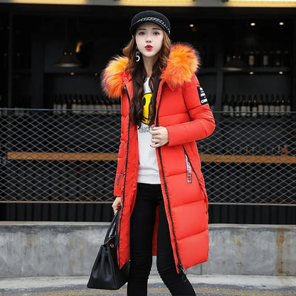 Damen Winterparka Lang Kunstfell mit Kapuze-6