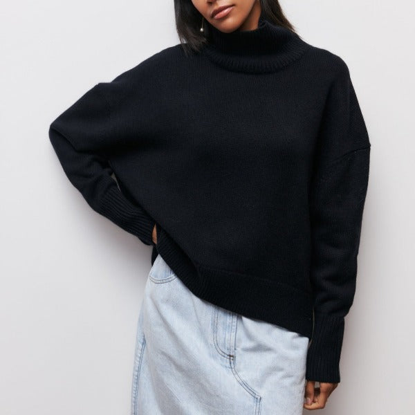 Variantenbild für Oversize-Damenpullover mit Rollkragen aus 100 % Baumwolle-25
