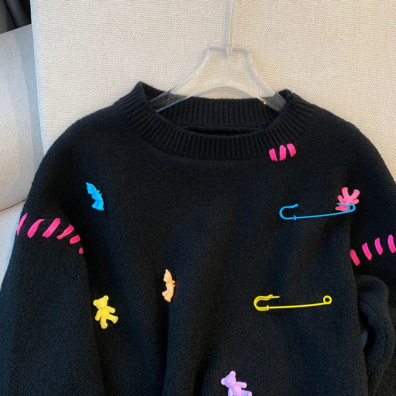 Damen-Pullover, Casual O-Ausschnitt, Acryl, langärmelig-5