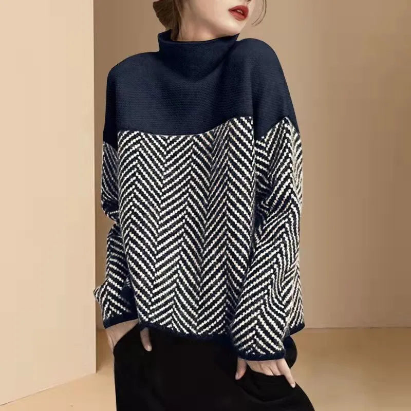 Damen-Strickpullover mit einzigartigem Muster, 100 % Acryl, bequeme Passform-1