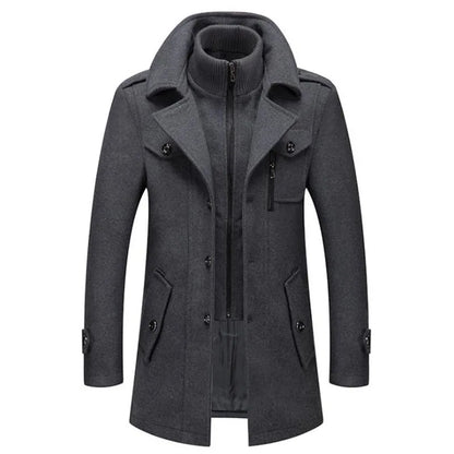 Variantenbild für Herren langen Mantel winddicht Polyester Wollmischung-8