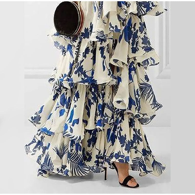 Damen-Blumenkleid, Rüschen, hochwertiger Stoff-4