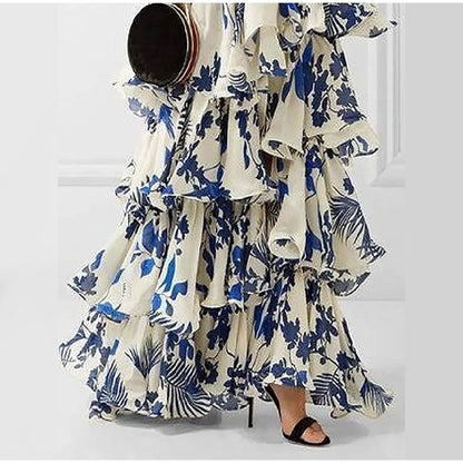 Damen-Blumenkleid, Rüschen, hochwertiger Stoff-4