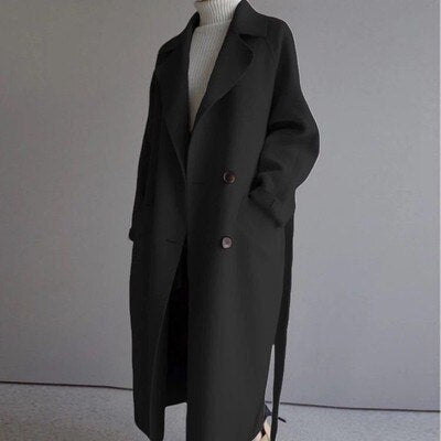 Variant image for Damenjacke Lang Wollmischung Vintage-Stil Elegant-15