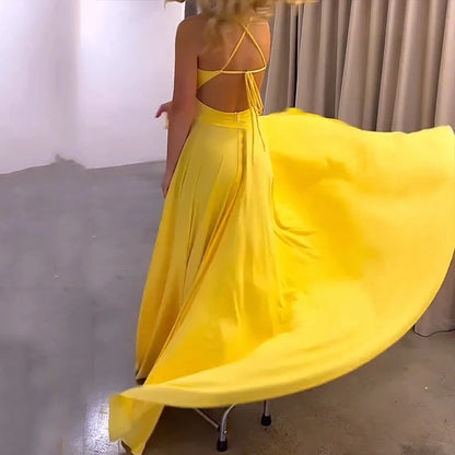 Maxikleid Damen Geteiltes Design Polyester für Lange Kleider-2