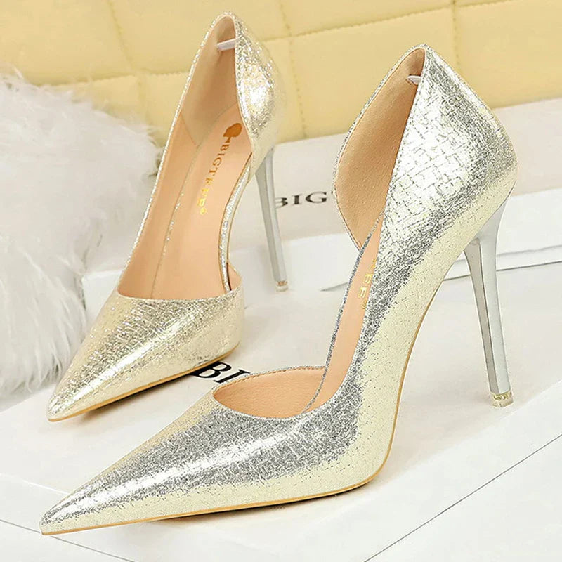 Damen-Stilettos, hoher Absatz, PU-5