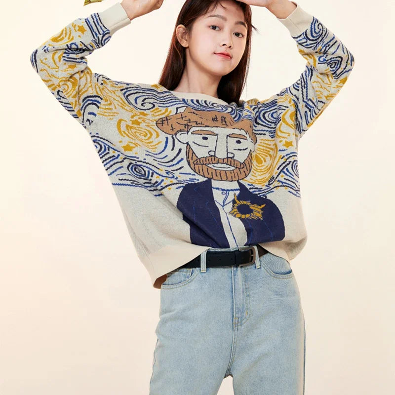 Damen-Pullover, cartoones Design, Polyester und Baumwolle-2