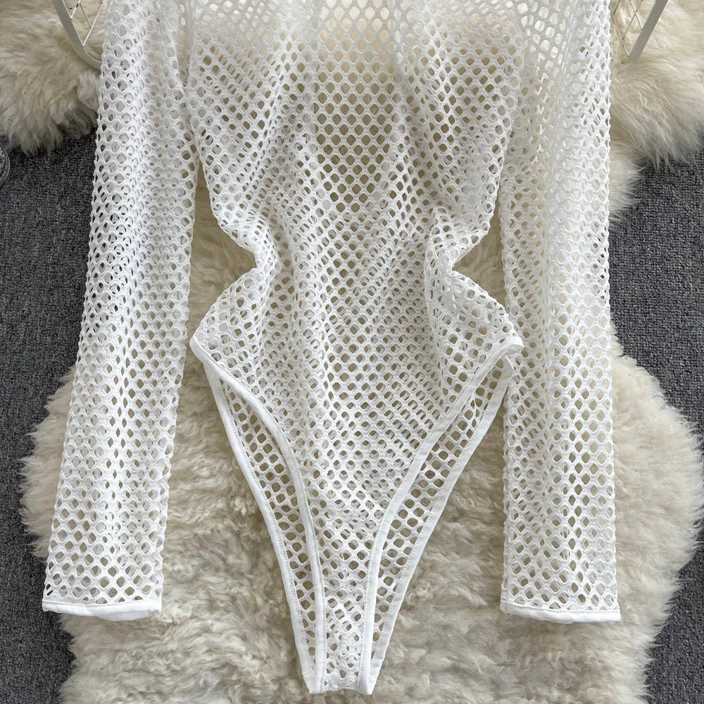 Damen-Body, enger Schnitt, Polyester und Baumwolle, mit zerrissenem Design-5