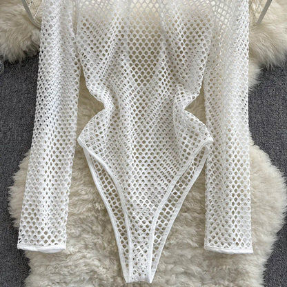 Damen-Body, enger Schnitt, Polyester und Baumwolle, mit zerrissenem Design-5