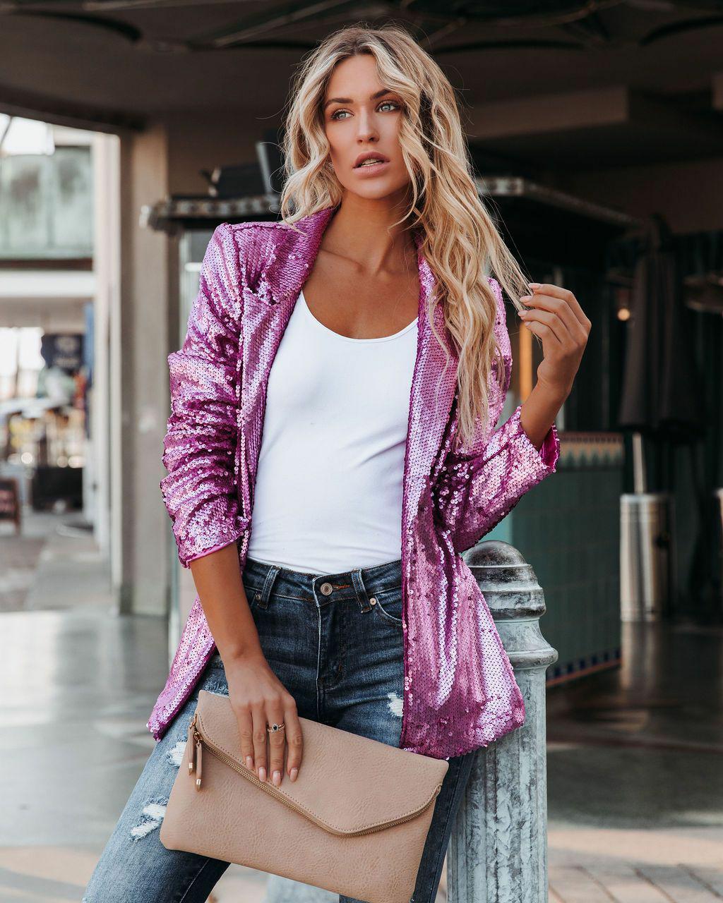 Variant image for Damen-Blazer, glitzerndes Design, weicher Stoff-16